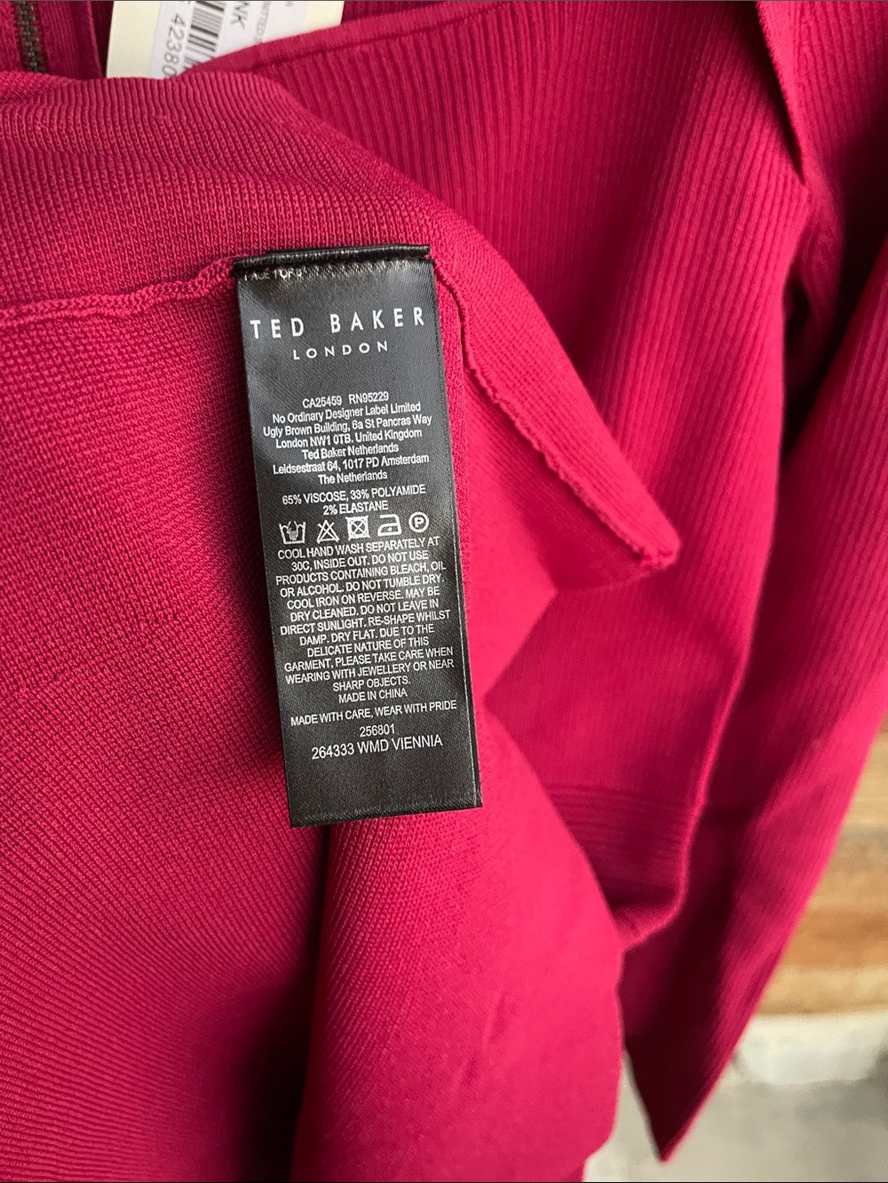 Ted Baker London Deep Pink Viennia Long Sleeve Knit Sweatheart Skater Dress NWT5 - Picture 13 of 14